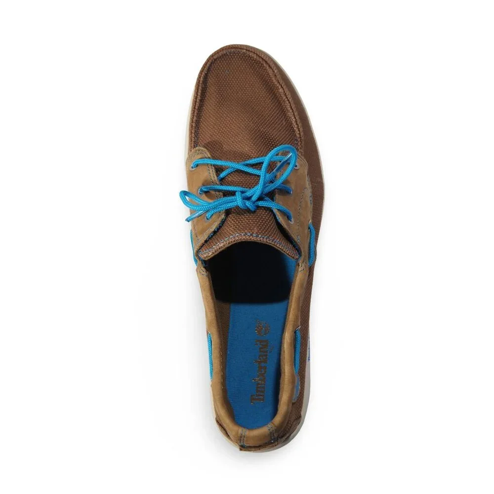 Timberland Canvas Slip-on Boat Shoes Men's 13 Brown / Blue‎ 3717A
